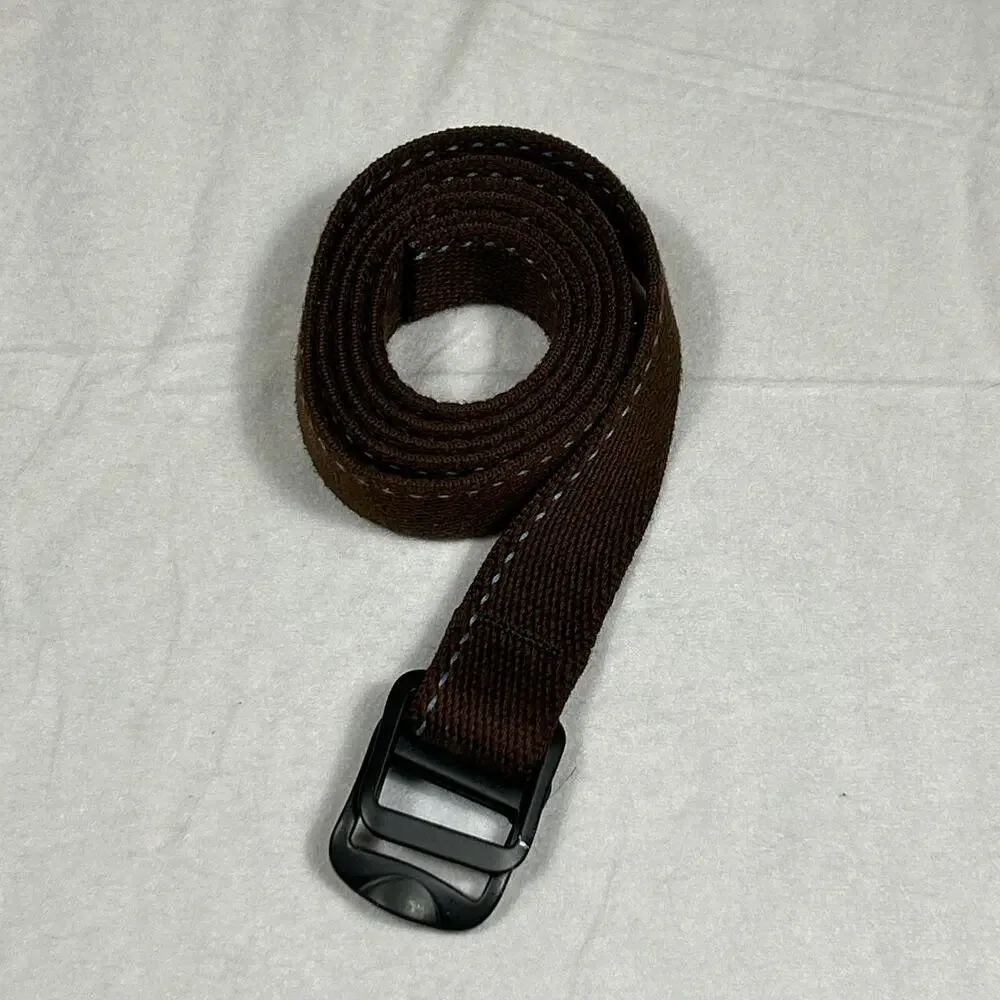 L.L. Bean Men’s Large OHAY7 Webbed Cloth Belt Brown Adjustable Metal Buckle